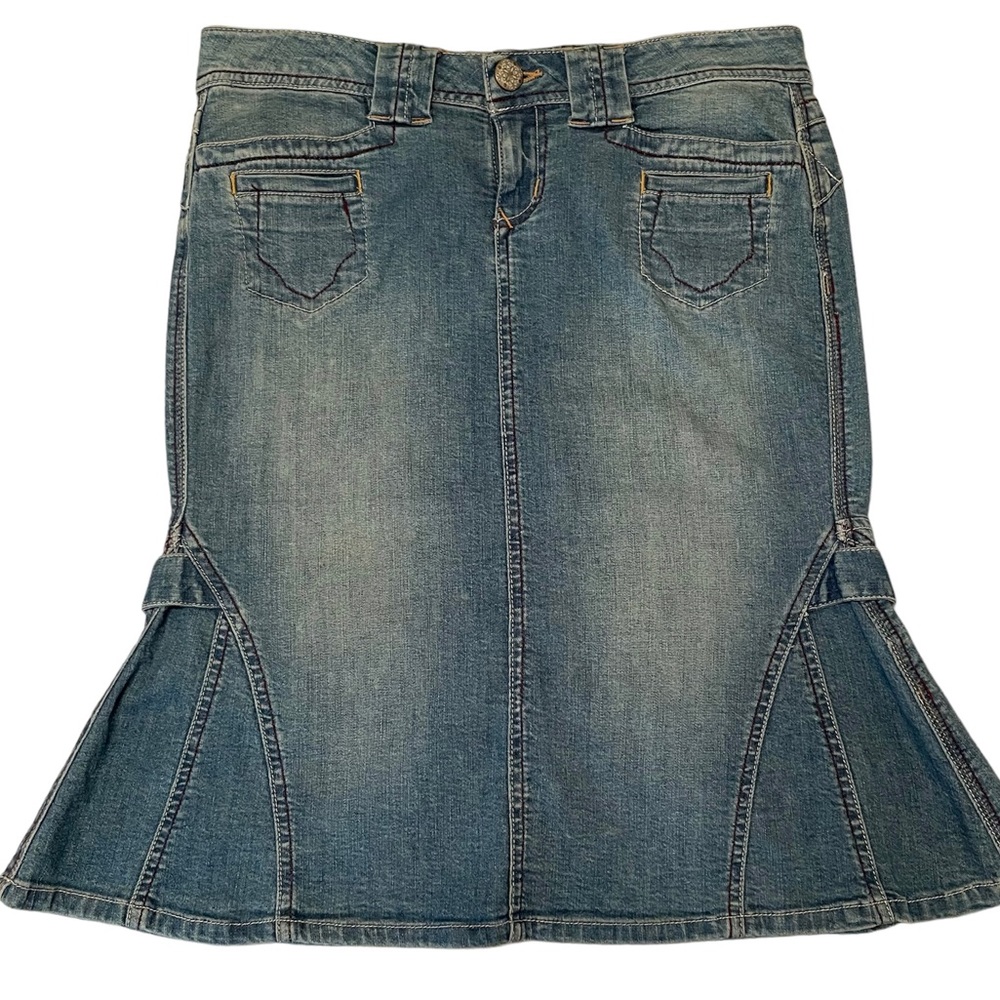 Candie’s Vintage Denim Flare Knee Length Skirt